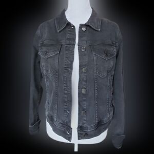 J Crew Distressed Black Denim Jacket